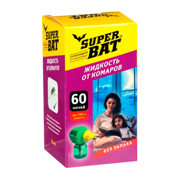 Жидкость от комаров SuperBAT 60 ночей 45мл (1/24)