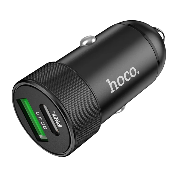 Автомобильное З/У HOCO Z32B 1USB/Type-C 4.0A 20W QC3.0 черный (1/14/140)