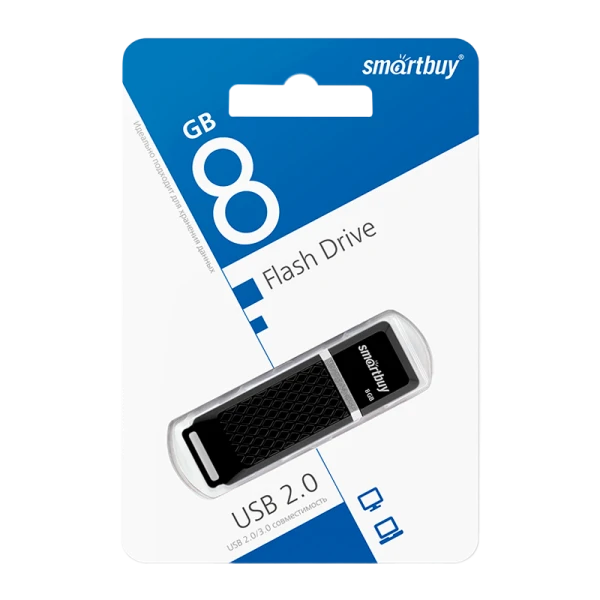 Флеш-накопитель Smartbuy Quartz 8GB USB2.0 пластик черный