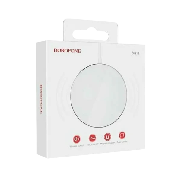 Беспроводное З/У Borofone BQ11 2.0A 15W MagSafe с кабелем Type-C серебряный (1/31/186)