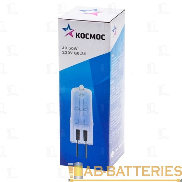 Лампа галогенная Космос JD G6.35 50W 230V софит прозрачная