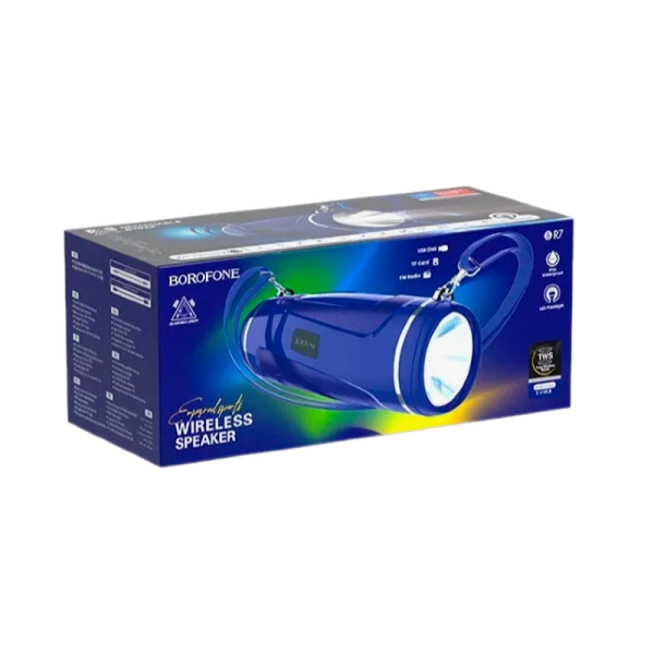 Портативная колонка Borofone BR7 bluetooth 5.0 microSD фонарик синий (1/40)