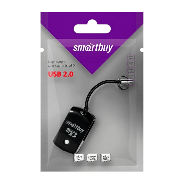 Картридер Smartbuy 706 USB2.0 microSD черный (1/20)
