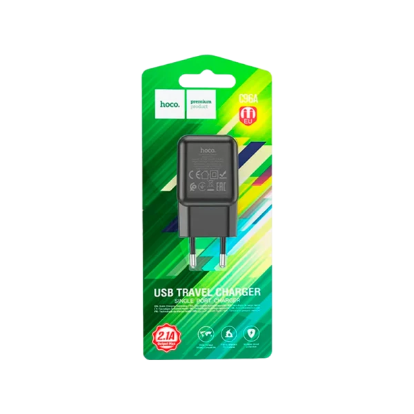 Сетевое З/У HOCO C96A 1USB 2.1A черный (1/27/162)