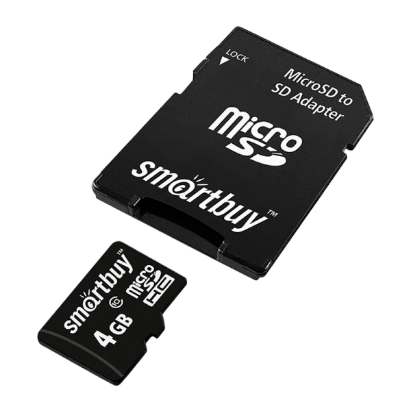 Карта памяти microSD Smartbuy 4GB Class10 10 МБ/сек с адаптером