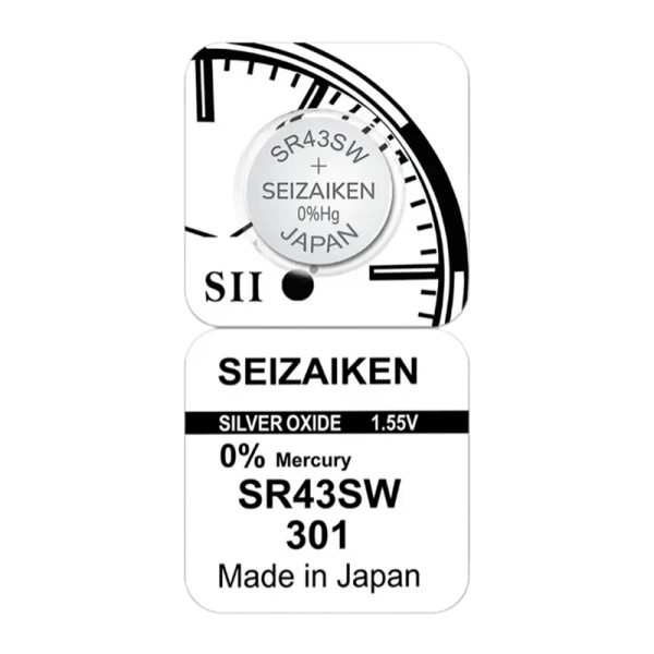 Батарейка SEIZAIKEN 301 (SR43SW) Silver Oxide 1.55V (1/10/100/1000)