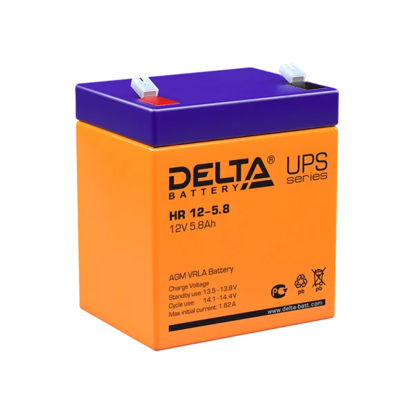 Аккумулятор свинцово-кислотный Delta HR 12-5.8 12V 5.8Ah
