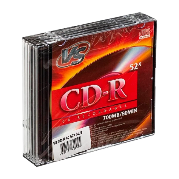 Диск CD-R VS 700MB 52x 5шт. SlimCase (5/200)