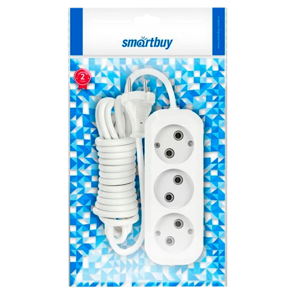Удлинитель Smartbuy 3р.Б/З 10A 1.5м белый (1/50)