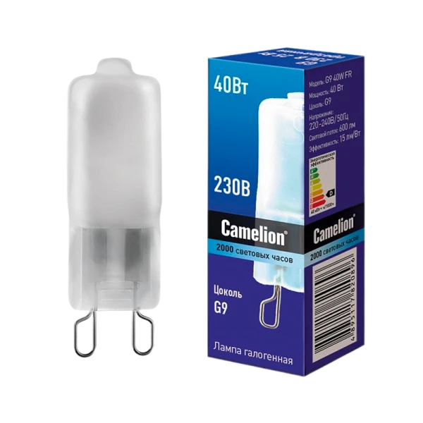 Лампа галогенная Camelion G9 40W 2800К 220-240V капсула матовая (1/5/100)