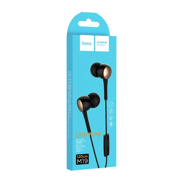 Наушники внутриканальные HOCO M19 с микр. черный (1/30/300)