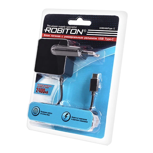 Зарядное устройство ROBITON USB2400/Type-C (USB3.1) BL1 (1/20/40)