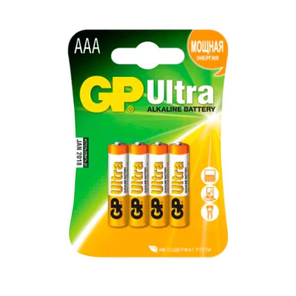 Батарейка GP ULTRA PLUS LR03 AAA BL4 Alkaline 1.5V (4/40/320)