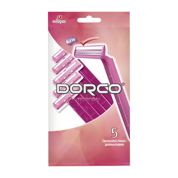 Бритва DORCO TG-708WN 2 лезвия пластиковая ручка увл. полоска 5шт. (1/20)