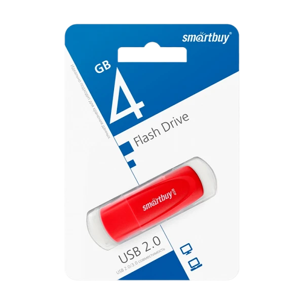 Флеш-накопитель Smartbuy Scout 4GB USB2.0 пластик красный