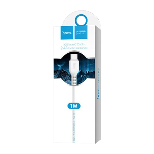 Кабель HOCO X20 USB (m)-Type-C (m) 1.0м 3.0A ПВХ белый (1/30/300)