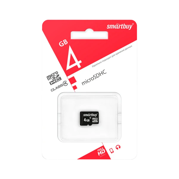 Карта памяти microSD Smartbuy 4GB Class4 4 МБ/сек без адаптера