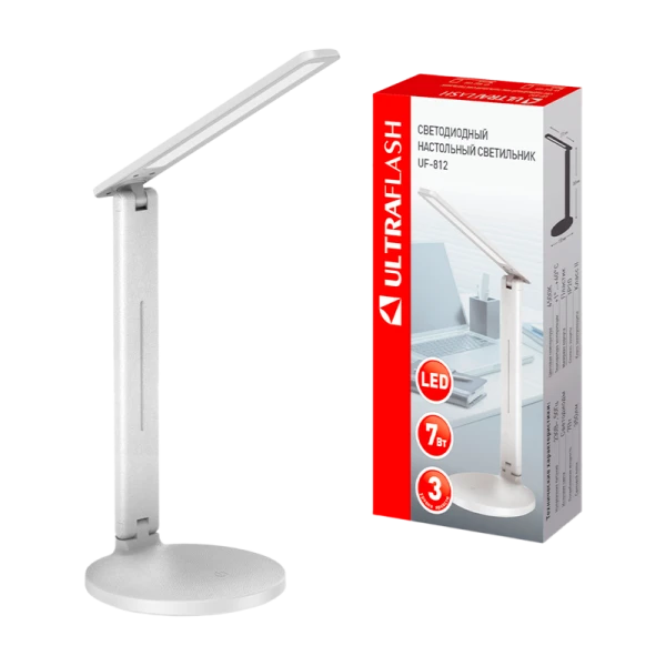 Светильник настольный Ultraflash UF-812 7W 230V на основании 3 ур.ярк. белый