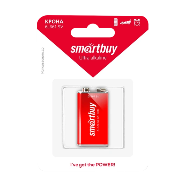 Батарейка Smartbuy Крона 6LR61 BL1 Alkaline 9V (1/12/240)