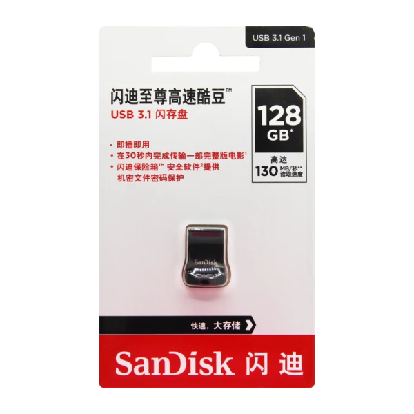 Флеш-накопитель SanDisk Ultra Fit CZ430 128GB USB3.1 пластик CN (Китай) черный