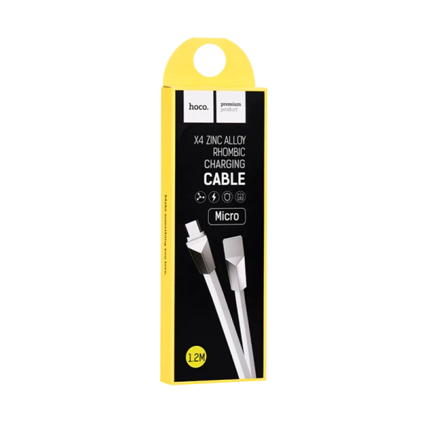 Кабель HOCO X4 USB (m)-microUSB (m) 1.2м 2.4A силикон белый (1/32/320)
