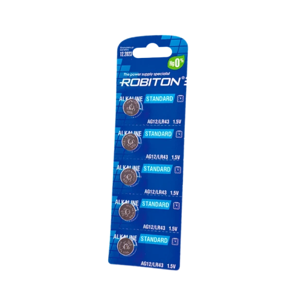 Батарейка ROBITON STANDARD R-AG12-0-BL5 (0% Hg) AG12 LR43 386 186 МЦ-1142 BL5