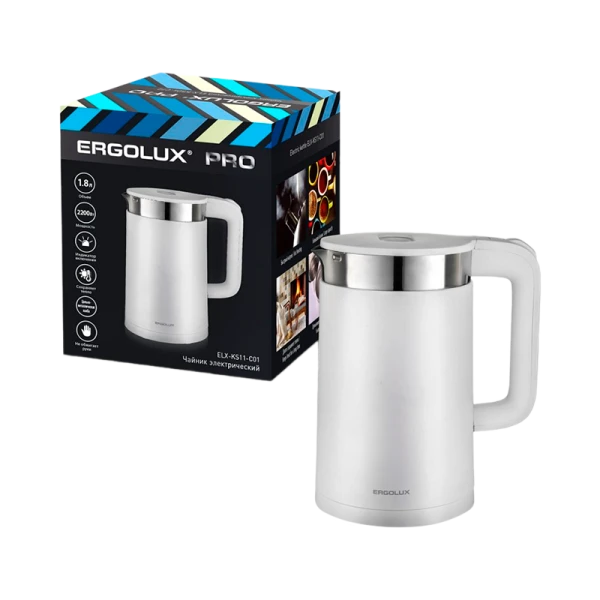 Электрочайник Ergolux ELX-KS11-C01 2200W 1.8л белый (1/12)