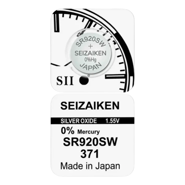 Батарейка SEIZAIKEN 371 (SR920SW) Silver Oxide 1.55V (1/10/100/1000)