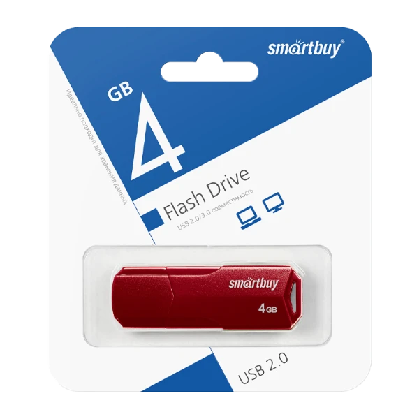Флеш-накопитель Smartbuy Clue 4GB USB2.0 пластик бургунди