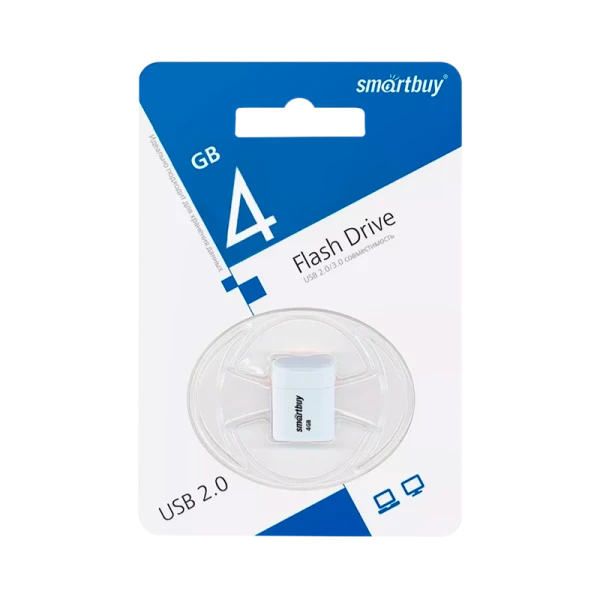 Флеш-накопитель Smartbuy Lara 4GB USB2.0 пластик белый