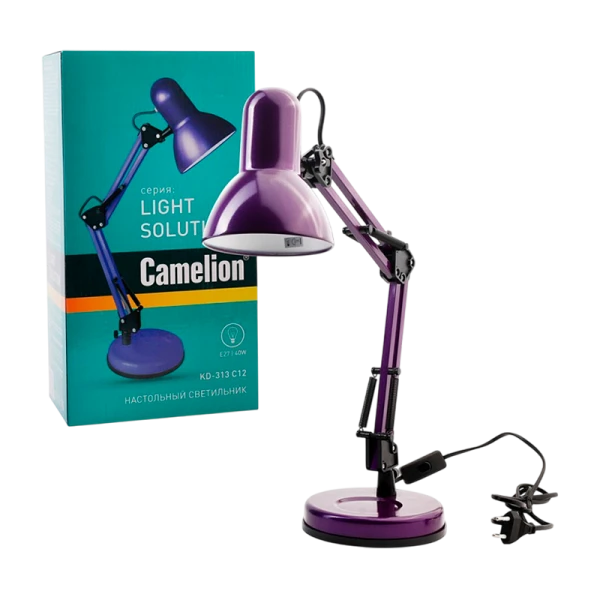 Светильник настольный Camelion KD-313 60W 230V E27 на основании фиолетовый (1/6)