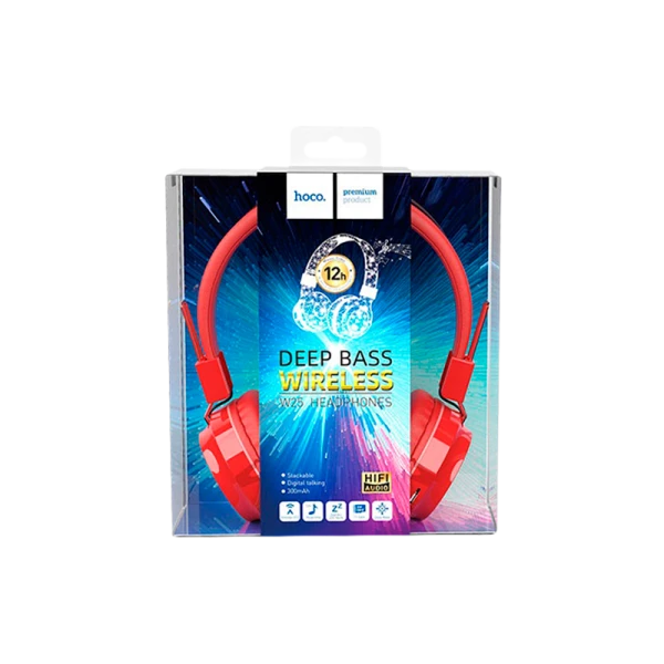 Наушники полноразмерные HOCO W25 bluetooth 5.0 с микр. microSD красный (1/10/30)