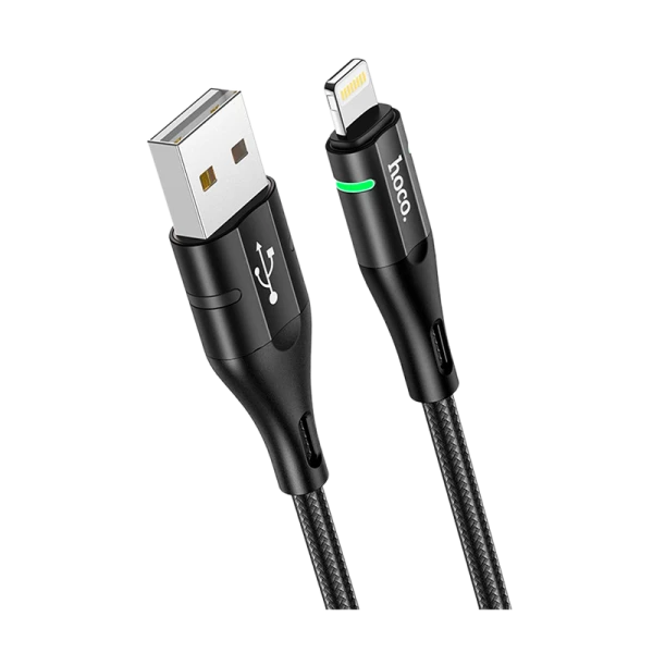 Кабель HOCO U93 USB (m)-Lightning (m) 1.2м 2.4A нейлон черный (1/22/220)