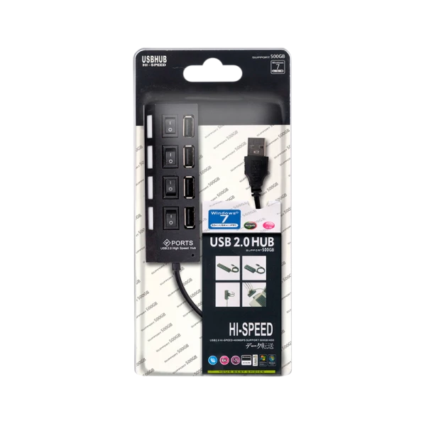 USB-Хаб Smartbuy 7204 4USB с выключателем черный