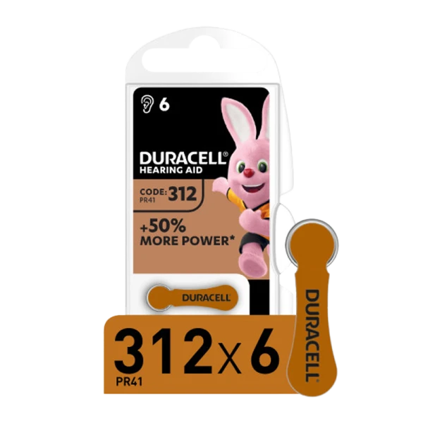 Батарейка Duracell ZA312 BL6 Zinc Air 1.45V (6/60/600)