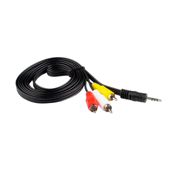 Кабель AUX Atcom Jack 3.5mm (m)-3xRCA (m) 1.0м силикон черный (1/10/500)