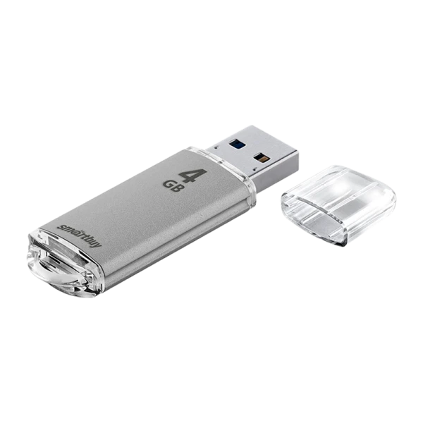 Флеш-накопитель Smartbuy V-Cut 4GB USB2.0 пластик серебряный