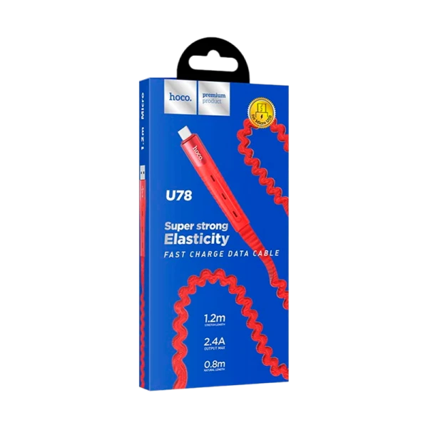 Кабель HOCO U78 USB (m)-microUSB (m) 1.2м 2.1A ткань красный (1/22/220)