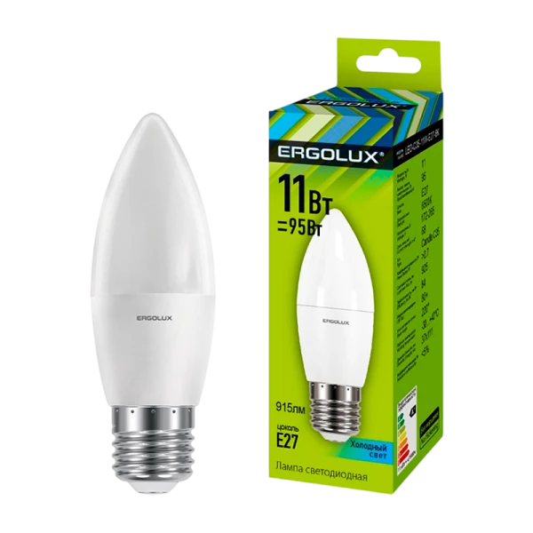 Лампа светодиодная Ergolux C35 E27 11W 4000К 172-265V свеча