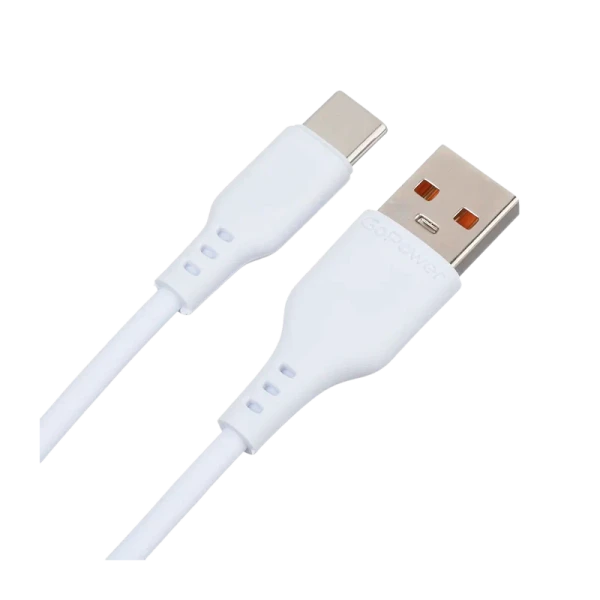 *Кабель GoPower GP01T USB (m)-Type-C (m) 1.0м 2.4A ПВХ белый (1/200/800) 