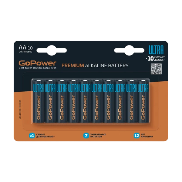 Батарейка GoPower ULTRA LR6 AA BL10 Alkaline 1.5V (10/100/800)