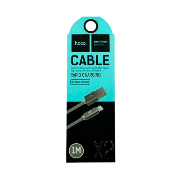 Кабель HOCO X2 USB (m)-Lightning (m) 1.0м 2.1A нейлон серый (1/30/300)