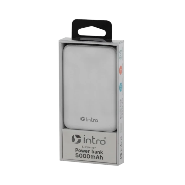Внешний аккумулятор Intro PB600 5000mAh 2.0A 2USB/Type-C белый (1/50)