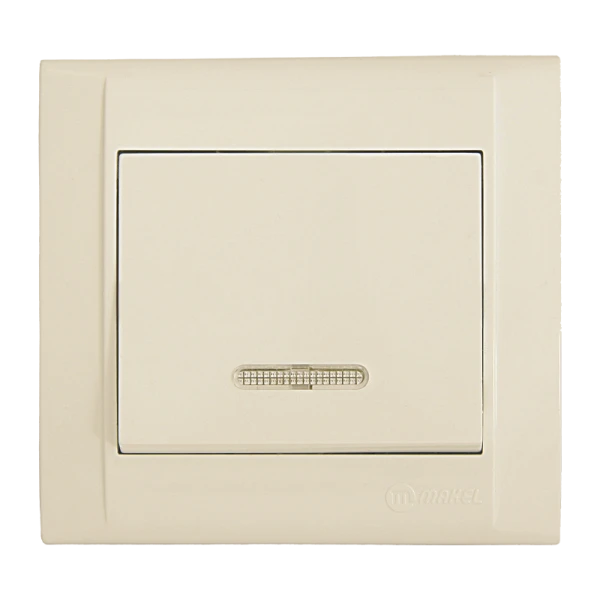 Выключатель Makel Defne 1-клав.10A пластик с подсветкой кремовый 42010021 (1/12)