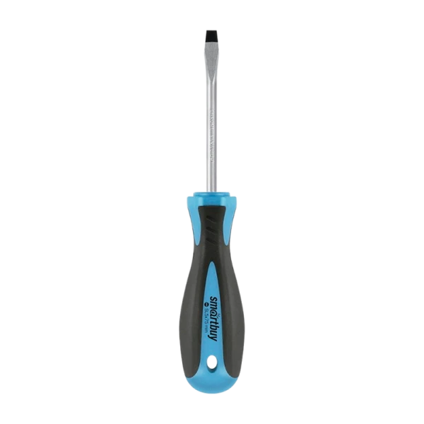 Отвертка шлицевая SL5x75, эргономичная 2х-компонентная рукоятка, CR-V, магнит, Smartbuy Tools/180