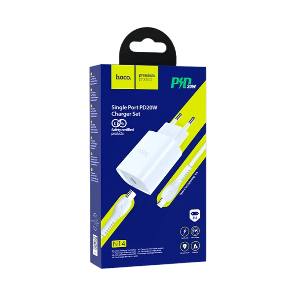 Сетевое З/У HOCO N14 Type-C 20W PD3.0 белый (1/12/120)