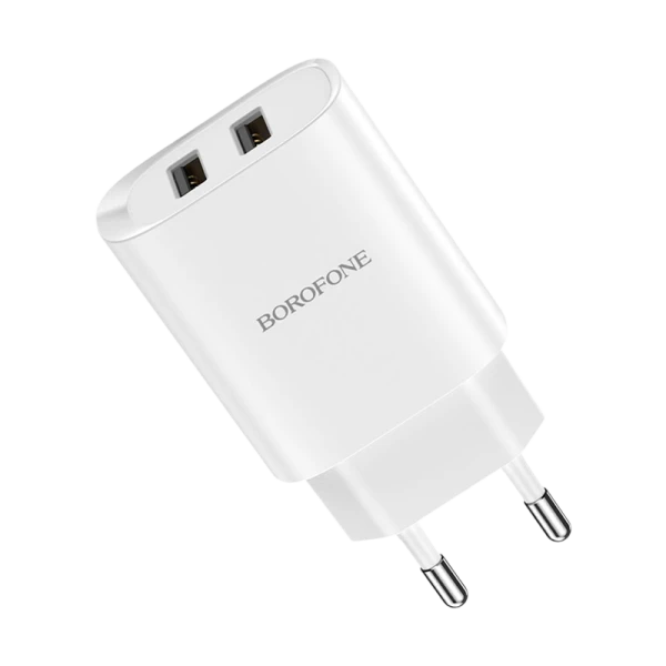 Сетевое З/У Borofone BN2 2USB 2.1A белый (1/35/140)