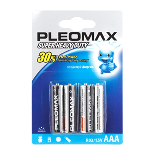 Батарейка Pleomax Super R03 AAA BL4 Heavy Duty 1.5V (4/40/960/38400)