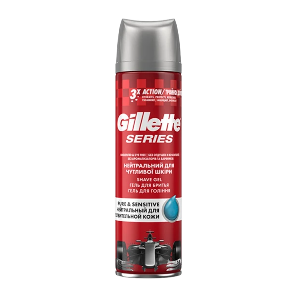 Гель для бритья Gillette Series нейтральный 200мл красный (1/6)