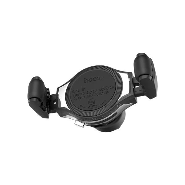 Держатель автомобильный HOCO S1 в воздуховод бесп. зарядка Qi серый (1/54)